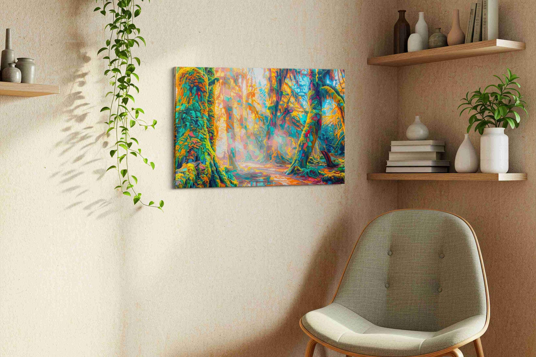 Enchanted Canopy Illumination nature canvas print, hanging on wall