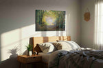 Enchanted Forest Passage nature canvas print, displayed in a bedroom
