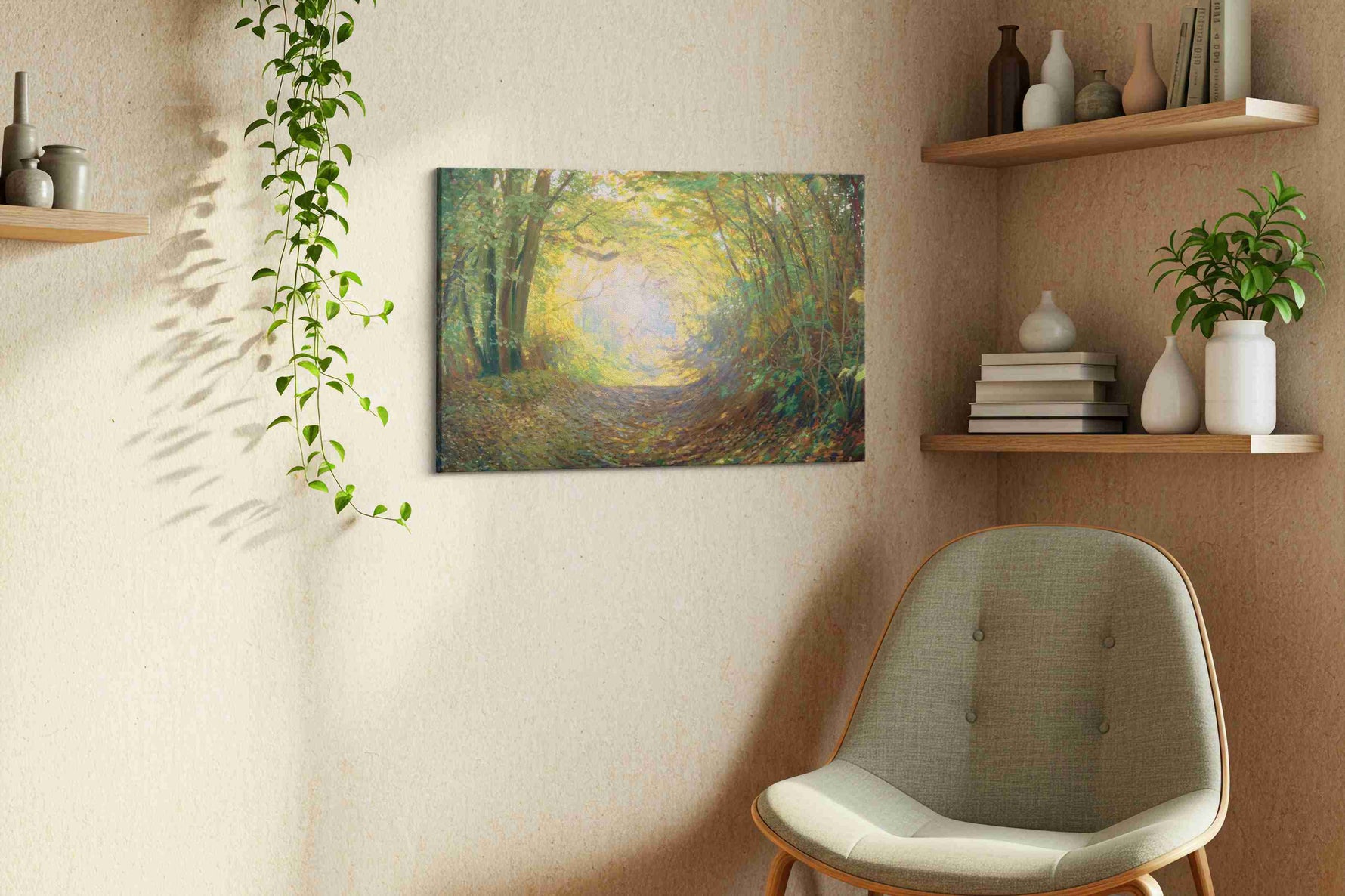 Enchanted Forest Passage nature canvas print, displayed in a living room