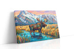 Mystical Moose in Mountain Serenity animals canvas print gallery-wrapped landscape canvas studio shot