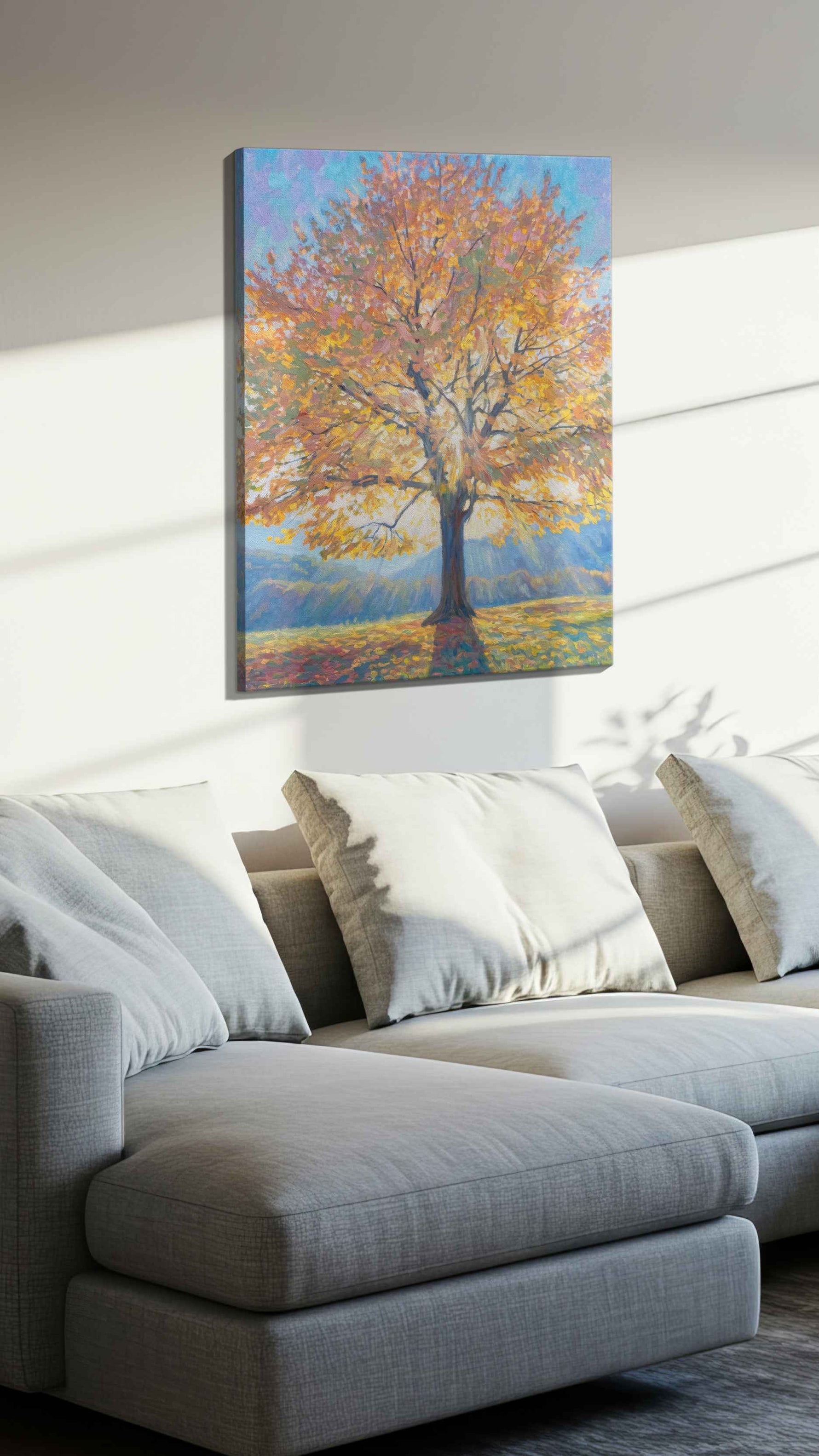 Radiant Autumn Glory nature canvas print, displayed in a living room