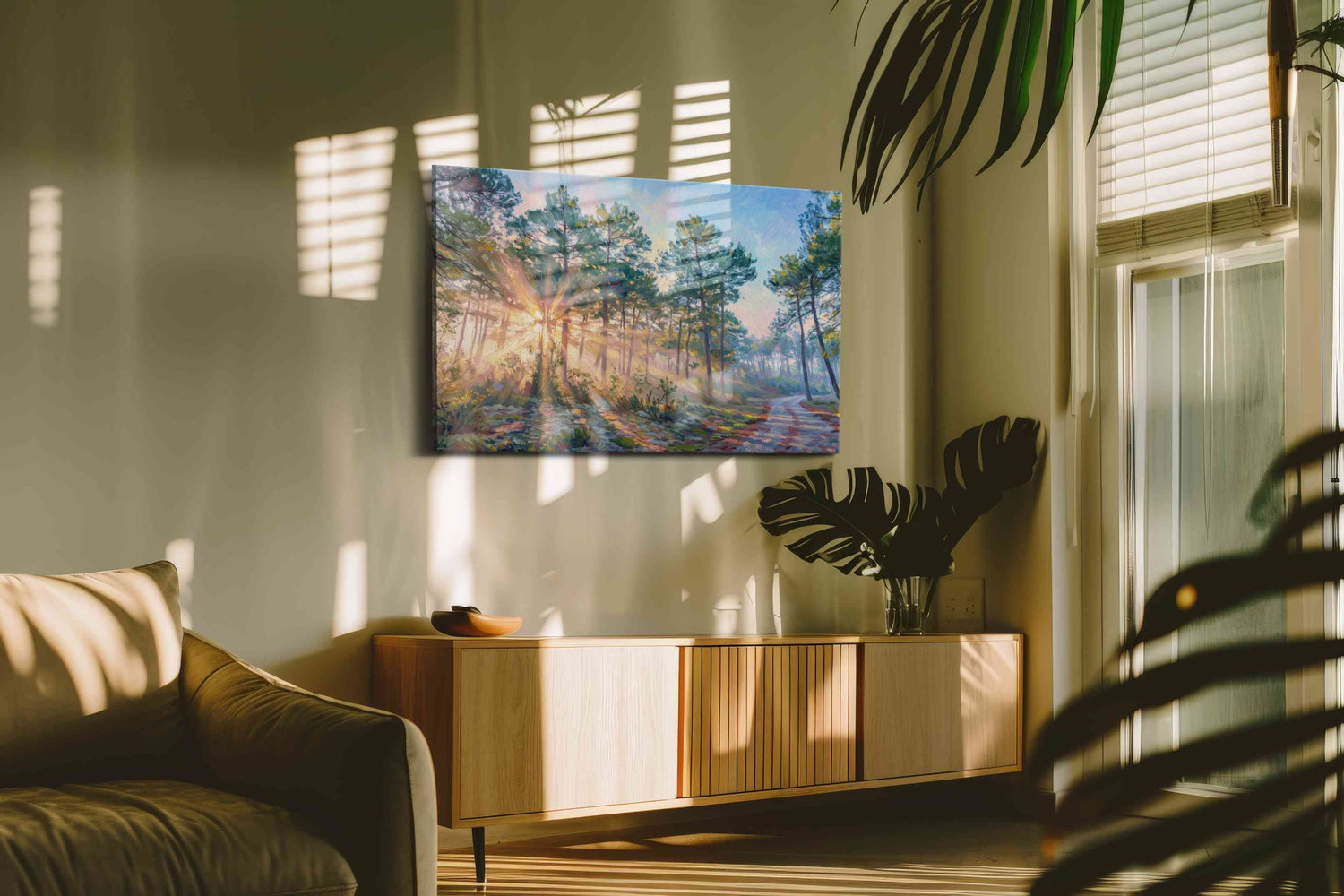 Radiant Dawn in the Pines (Nature) - Nature Wall Art, Scenic Canvas Print, Natural Landscape Art