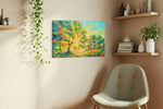 Sunlit Grove Harmony nature canvas print, displayed in a living room