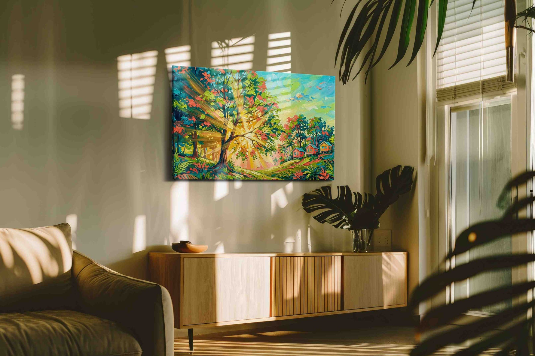 Sunlit Grove Harmony (Nature) - Nature Wall Art, Scenic Canvas Print, Natural Landscape Art