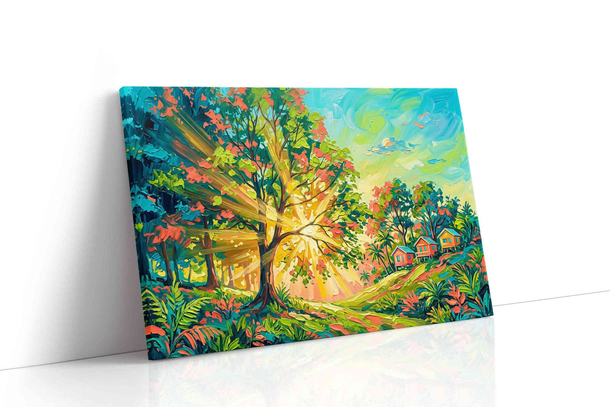 Sunlit Grove Harmony (Nature) - Nature Wall Art, Scenic Canvas Print, Natural Landscape Art gallery-wrapped landscape canvas studio shot