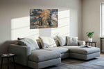 Sunlit Symphony in the Forest nature canvas print, displayed in a living room
