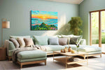 Tropical Dawn Symphony landscape canvas print, hanging on wall
