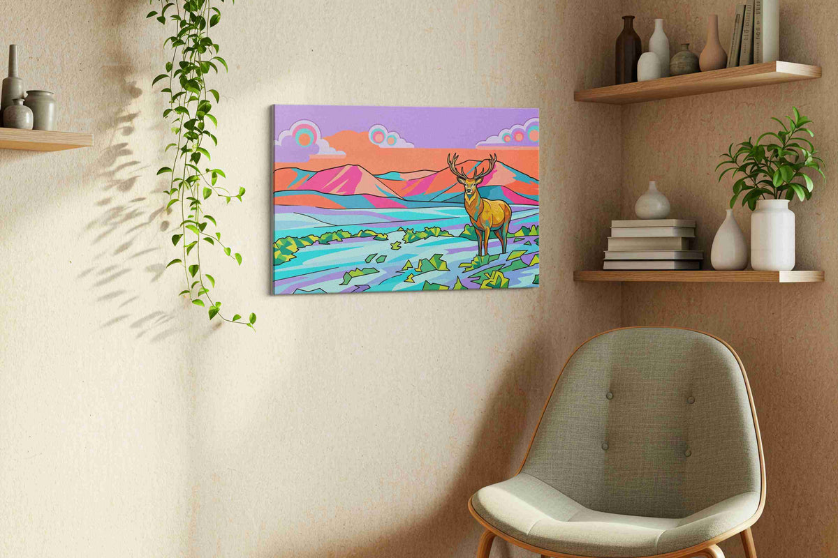 Vibrant Wilderness Majesty animals canvas print, displayed in a living room