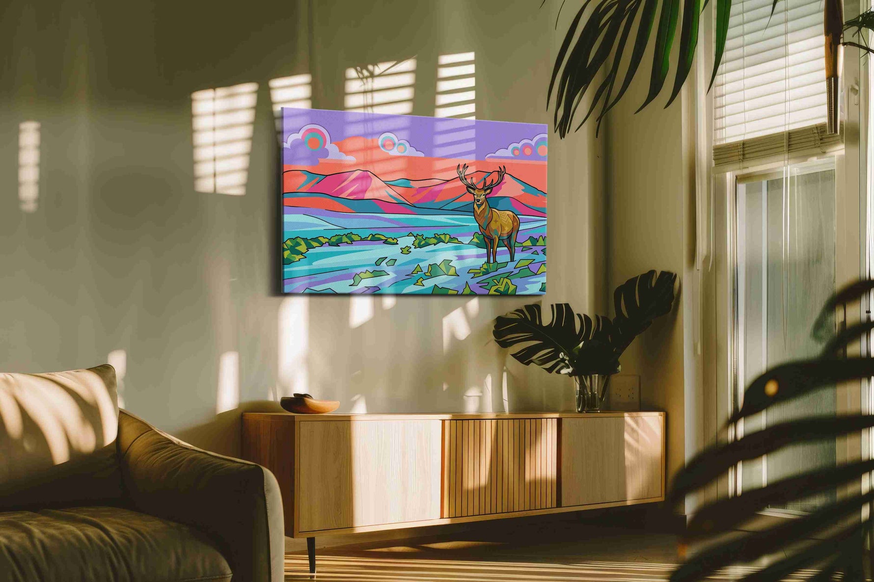 Vibrant Wilderness Majesty animals canvas print, hanging on wall