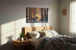 Whisper in the Enchanted Forest animals canvas print, displayed in a bedroom