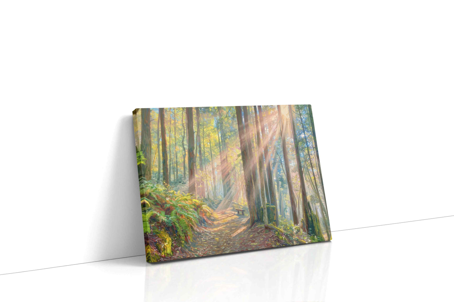 Whispering Light Through Woodland nature canvas print, gallery-wrapped, ready to hang