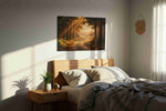 Whispering Woods at Dawn (Nature) - Nature Wall Art, Scenic Canvas Print, Natural Landscape Art in a bedroom scene