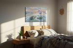 Tidal Symphony at Sunset nature canvas print, displayed in a bedroom
