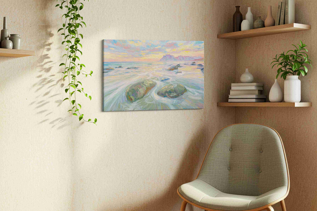 Tidal Symphony at Sunset (Ocean) - Nature, Nature Wall Art, Scenic Canvas Print, Natural Landscape Art