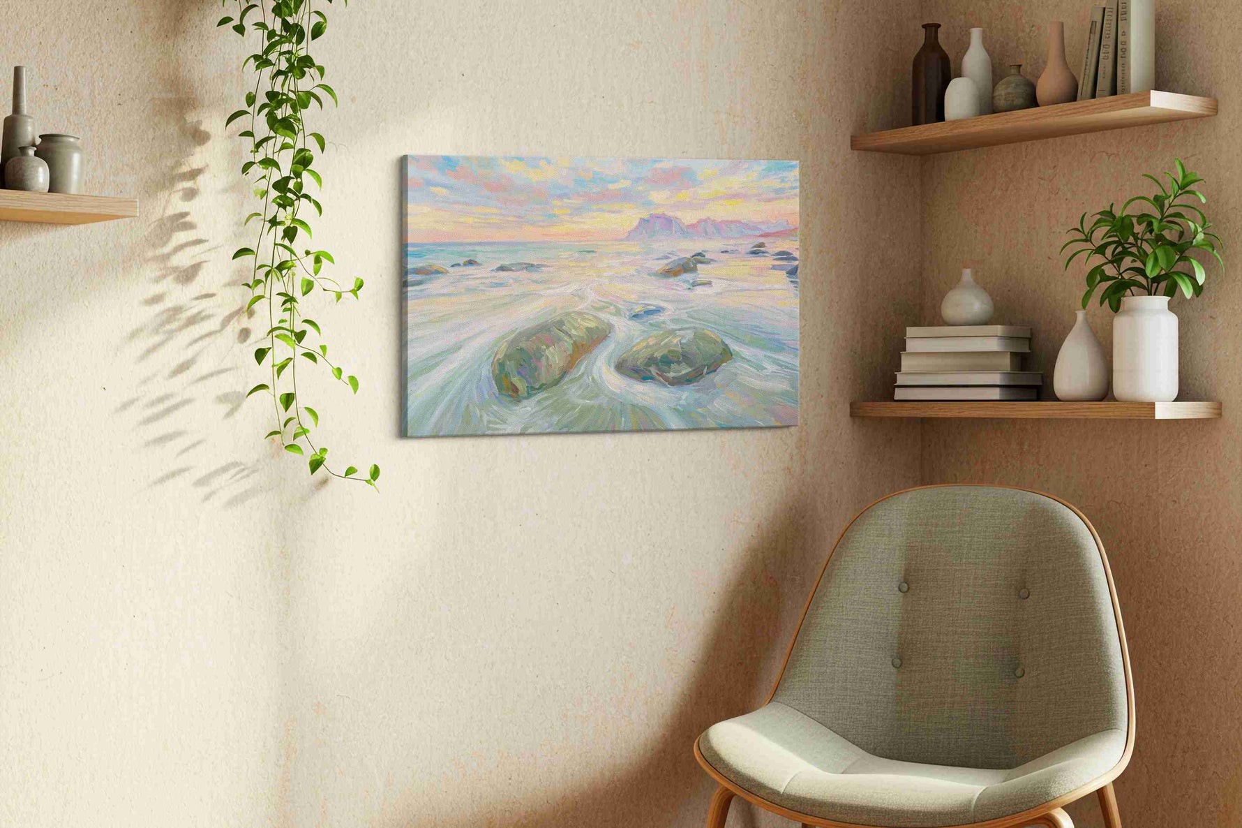 Tidal Symphony at Sunset (Ocean) - Nature, Nature Wall Art, Scenic Canvas Print, Natural Landscape Art