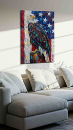 Majestic Freedom Soar animals canvas print, displayed in a living room