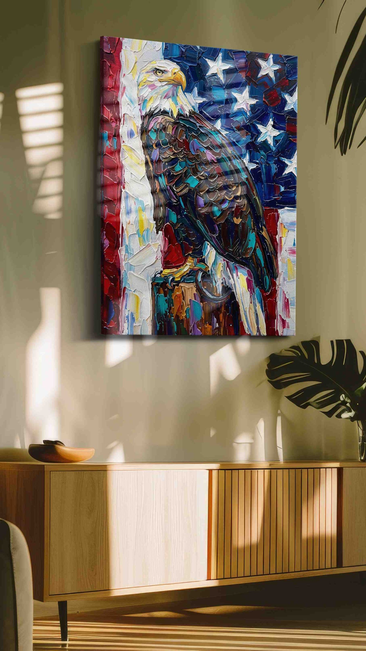 Majestic Freedom Soar (Patriotic) - Animals, Animal Wall Art, Wildlife Canvas Print, Animal Lover Decor in a contemporary interior mockup