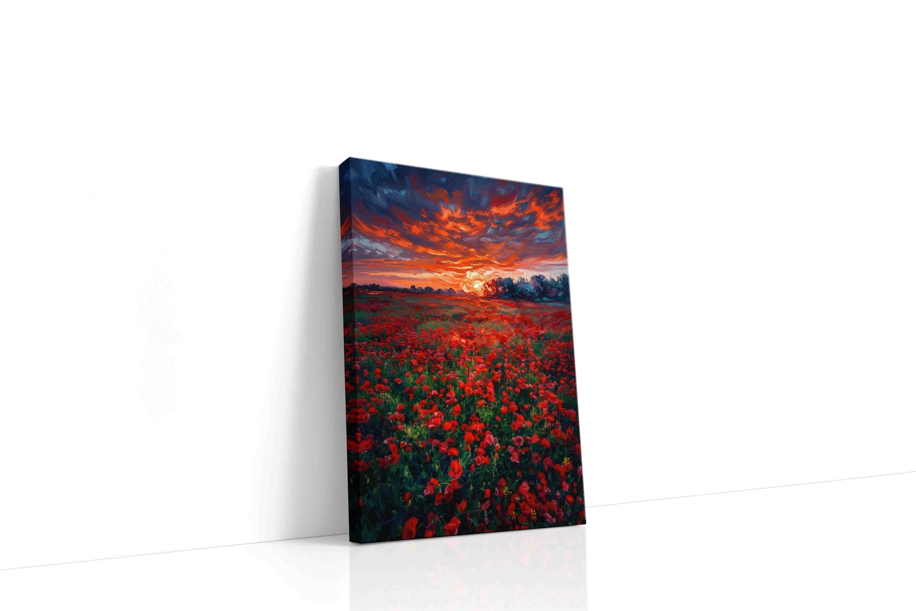 Crimson Horizon Bloom poppies canvas print, gallery-wrapped, ready to hang