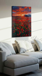 Crimson Horizon Bloom (Poppies) - Poppy Wall Art, Floral Canvas Print, Flower Decor