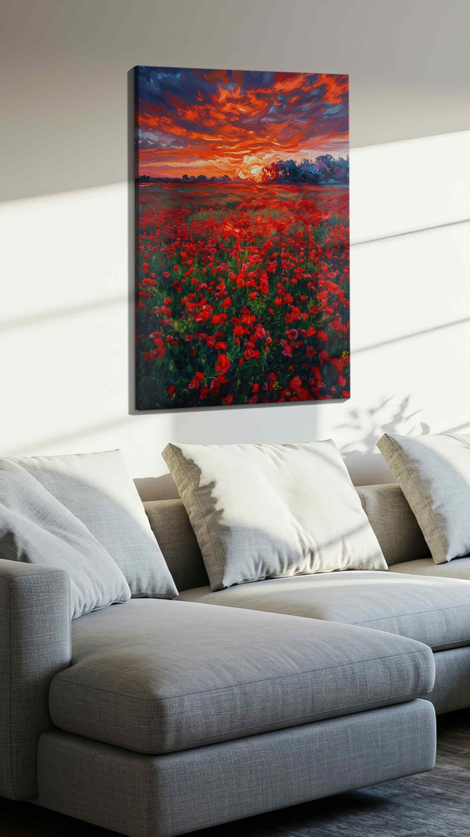 Crimson Horizon Bloom (Poppies) - Poppy Wall Art, Floral Canvas Print, Flower Decor
