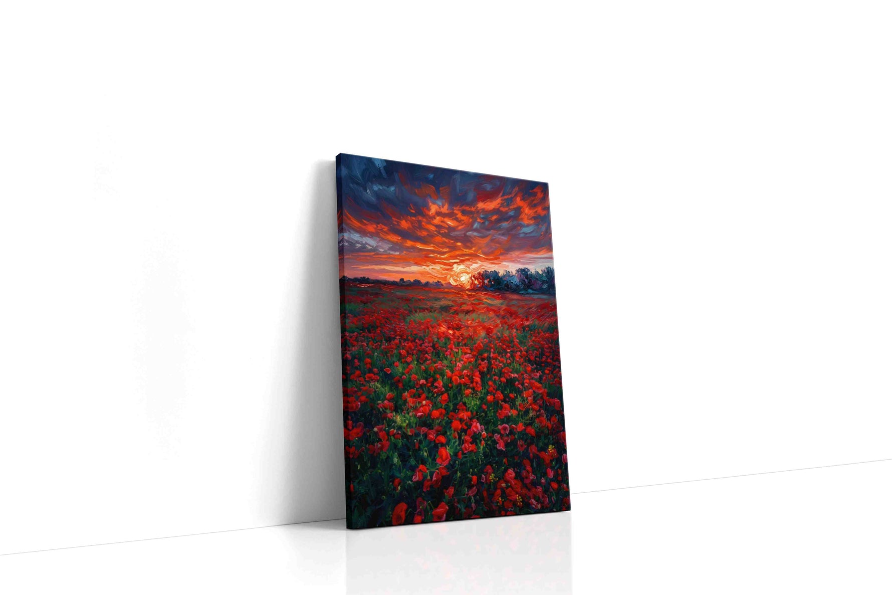 Crimson Horizon Bloom poppies canvas print gallery-wrapped portrait canvas studio shot