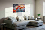 Eternal Radiance Poppies poppies canvas print, displayed in a living room