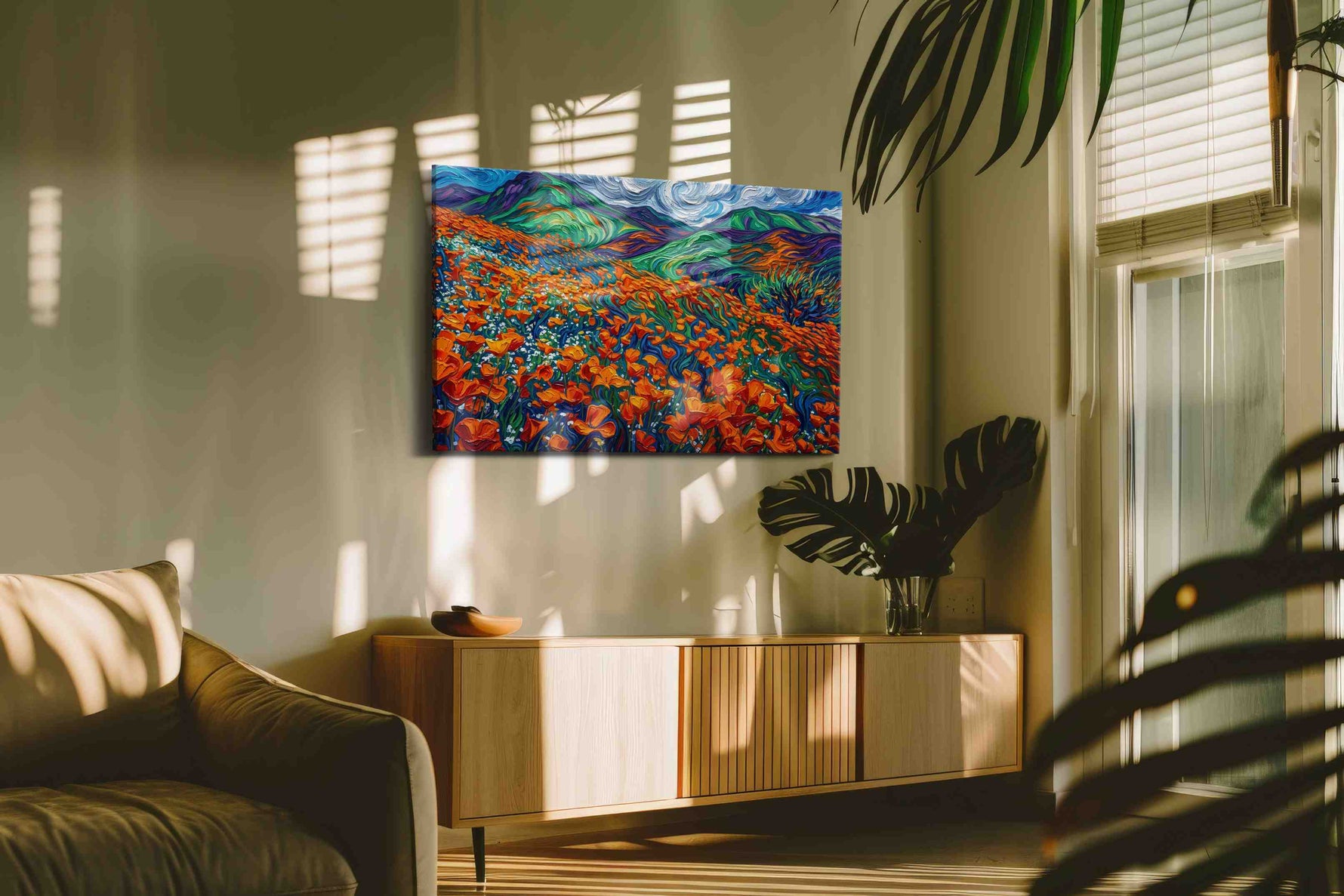Whirling Fields of Color nature canvas print, on wall, lifestyle preview