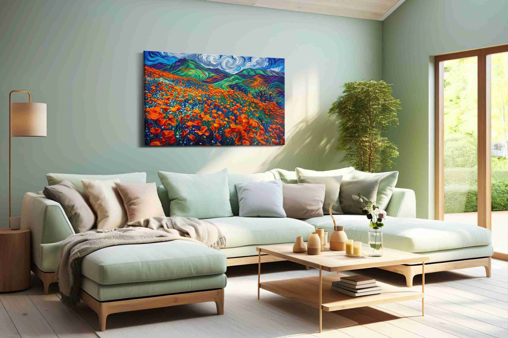 Whirling Fields of Color nature canvas print, hanging on wall