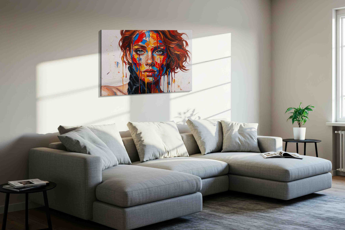Chromatic Elegance portraits canvas print, displayed in a living room