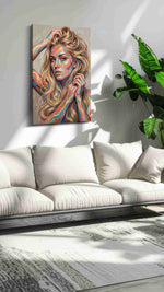 Whirls of Expression portraits canvas print in a modern interior mockup