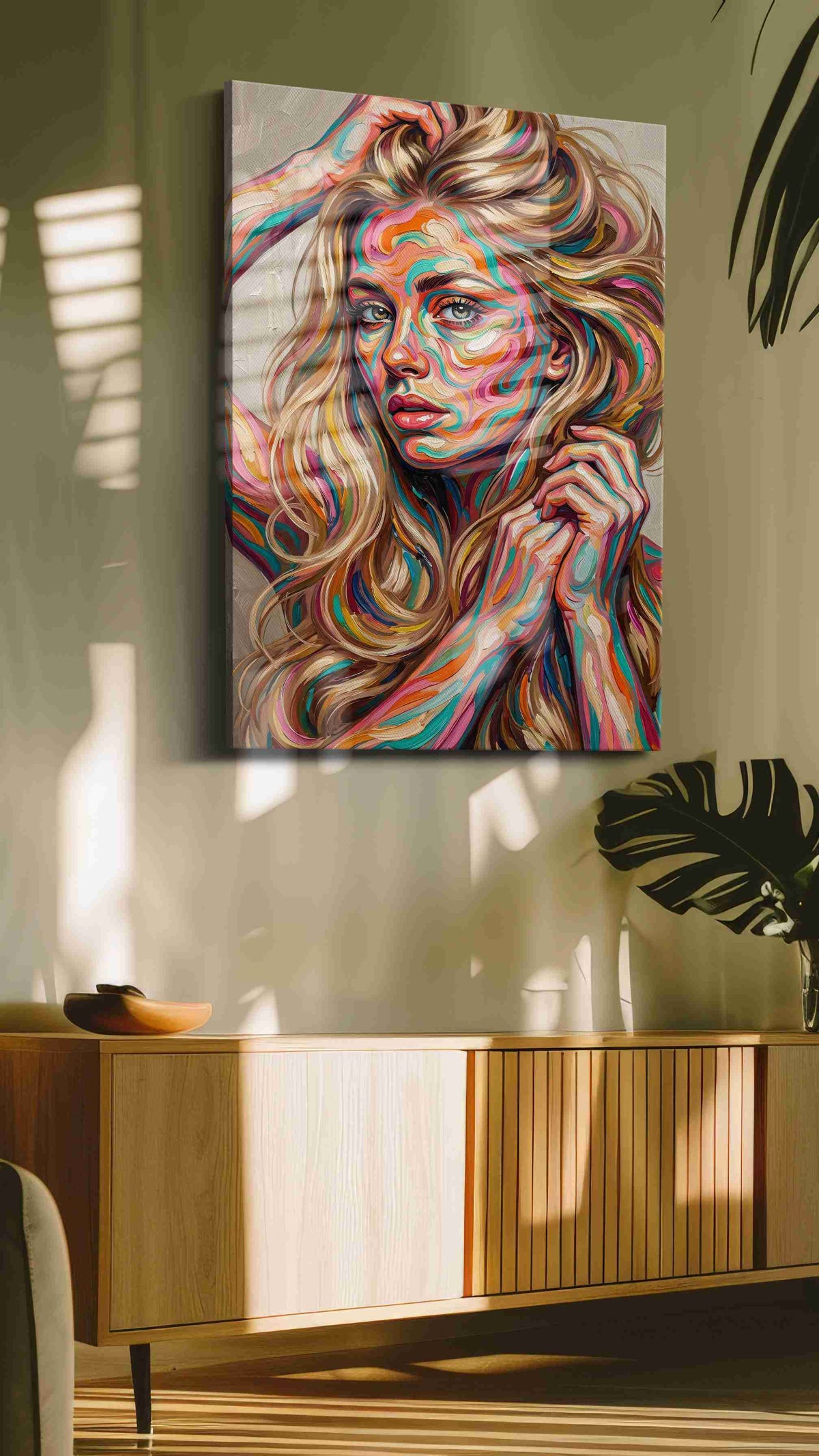 Whirls of Expression portraits canvas print, on wall, lifestyle preview