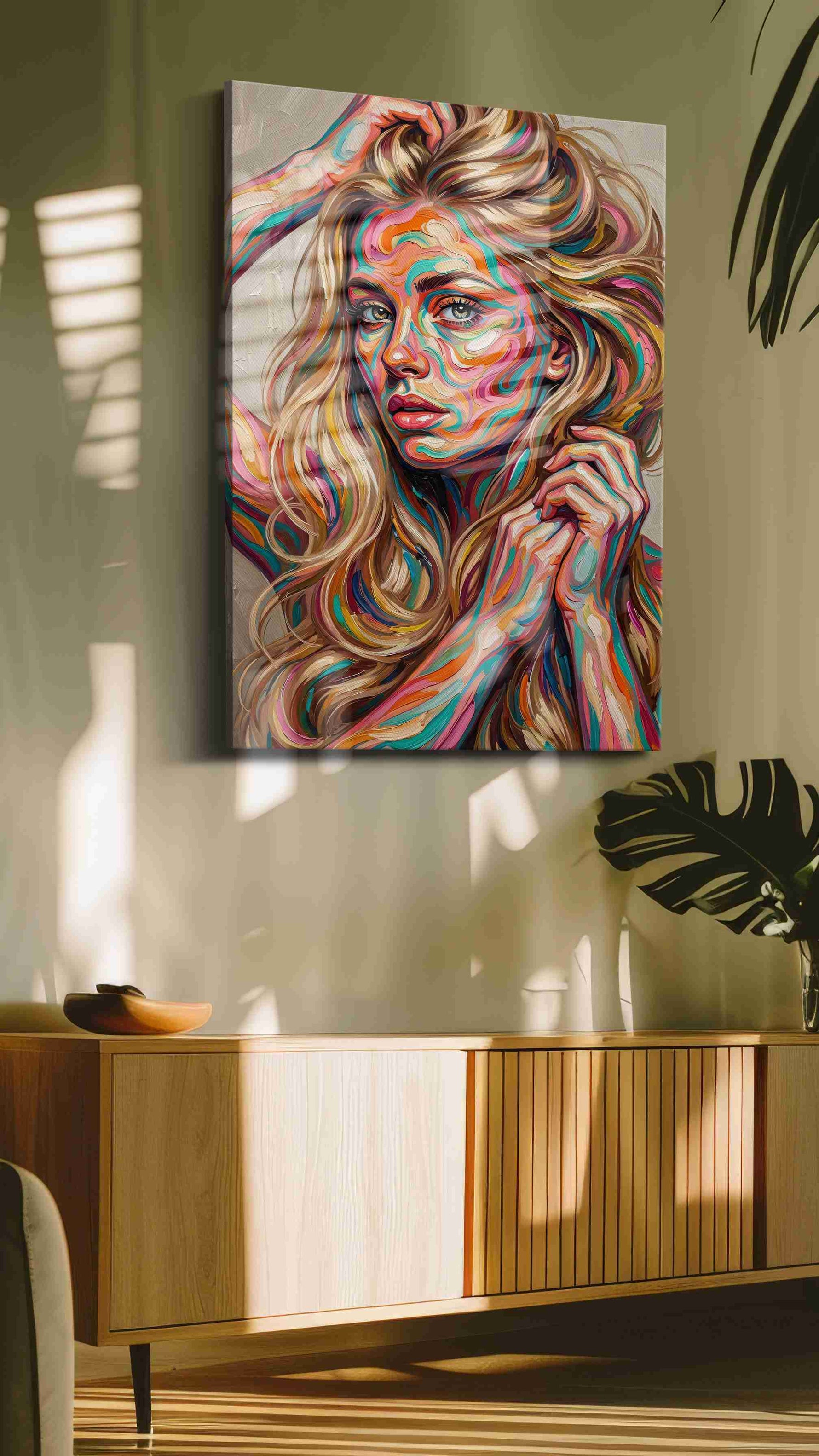 Whirls of Expression portraits canvas print, on wall, lifestyle preview