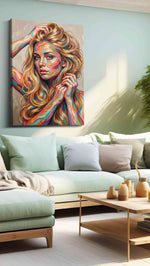 Whirls of Expression portraits canvas print, hanging on wall