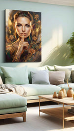 Whispering Blossoms portraits canvas print, hanging on wall