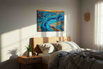 Drift of the Azure Sea sailing canvas print, displayed in a bedroom