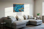 Drift of the Azure Sea sailing canvas print, displayed in a living room