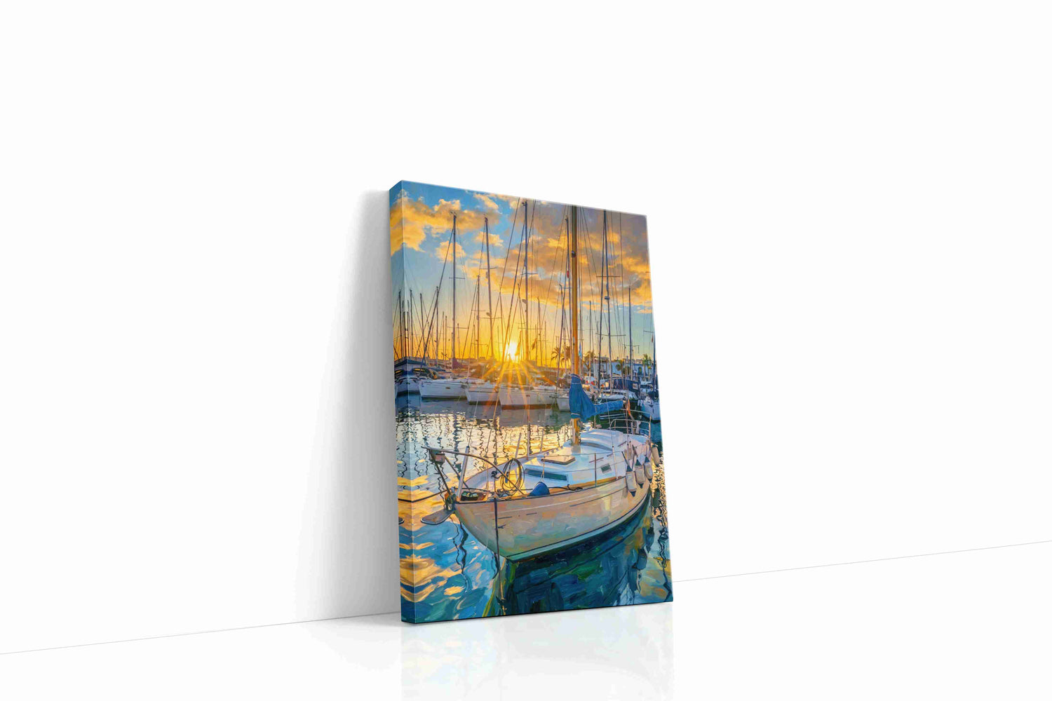 Golden Harbor Dreams sailing canvas print, gallery-wrapped, ready to hang