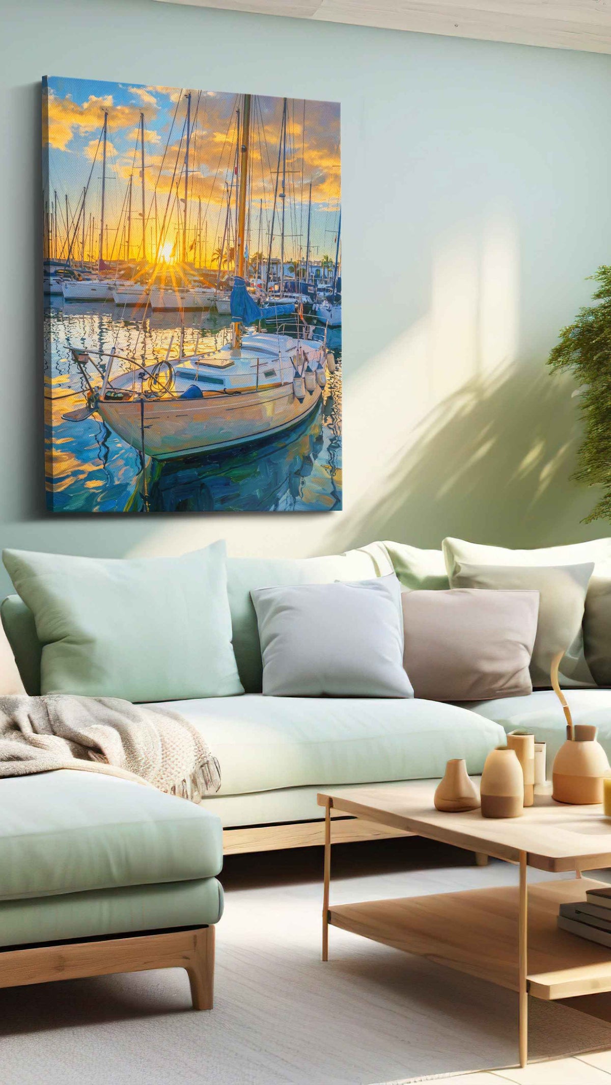 Golden Harbor Dreams (Sailing) - Nautical Wall Art, Sailing Canvas Print, Maritime Decor