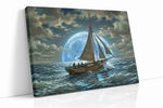 Moonlit Voyage sailing canvas print, gallery-wrapped, ready to hang