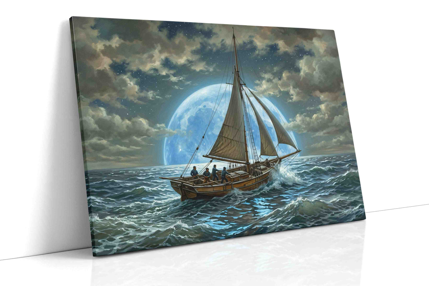 Moonlit Voyage (Sailing) - Nautical Wall Art, Sailing Canvas Print, Maritime Decor