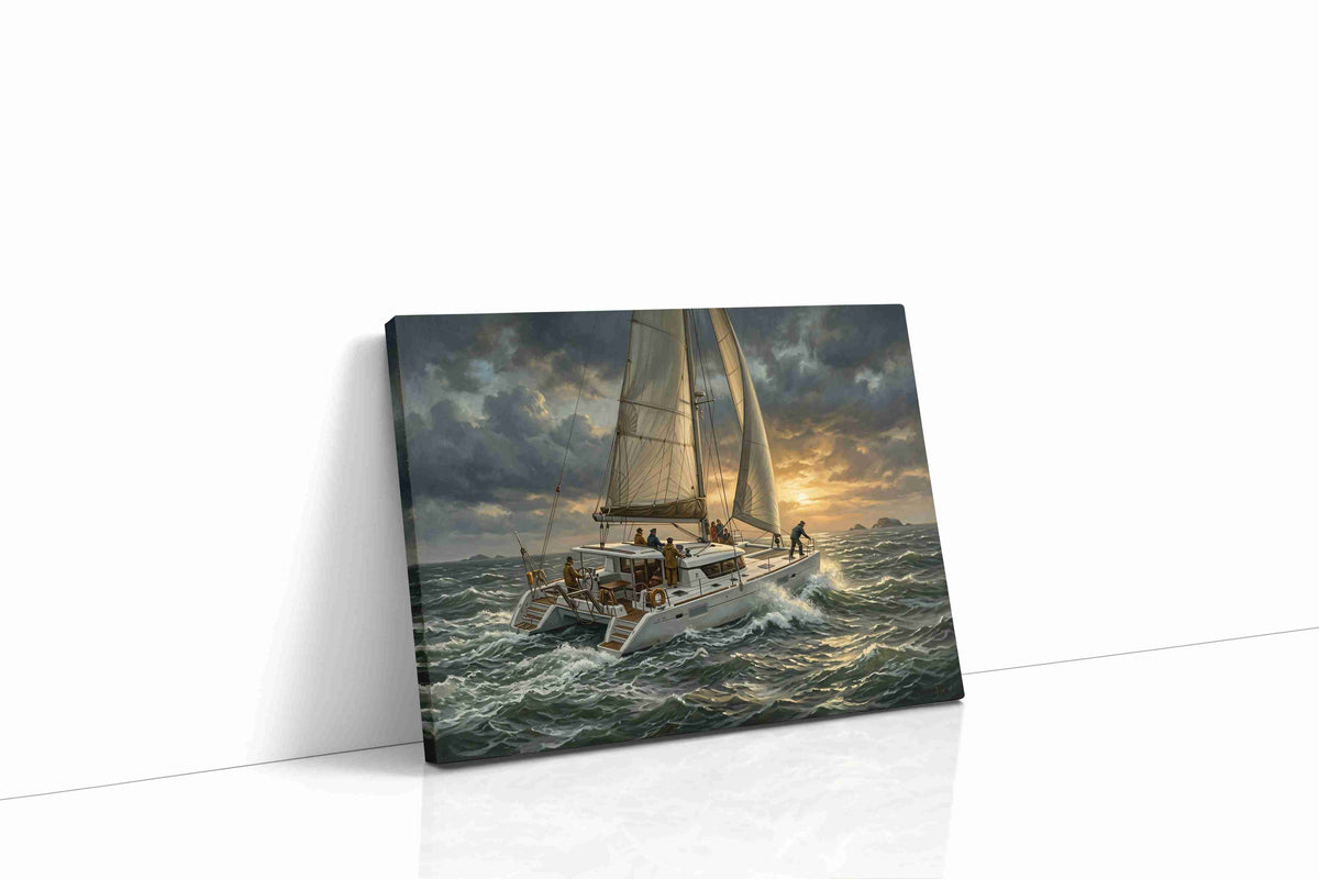 Sailing Into the Storm's Embrace sailing canvas print, gallery-wrapped, ready to hang