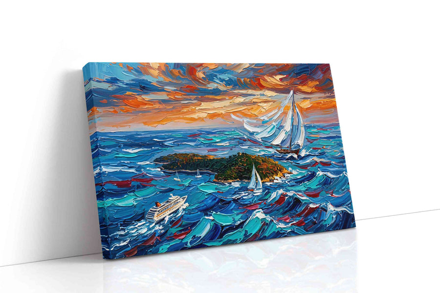 Sailing into the Sunset II sailing canvas print, gallery-wrapped, ready to hang