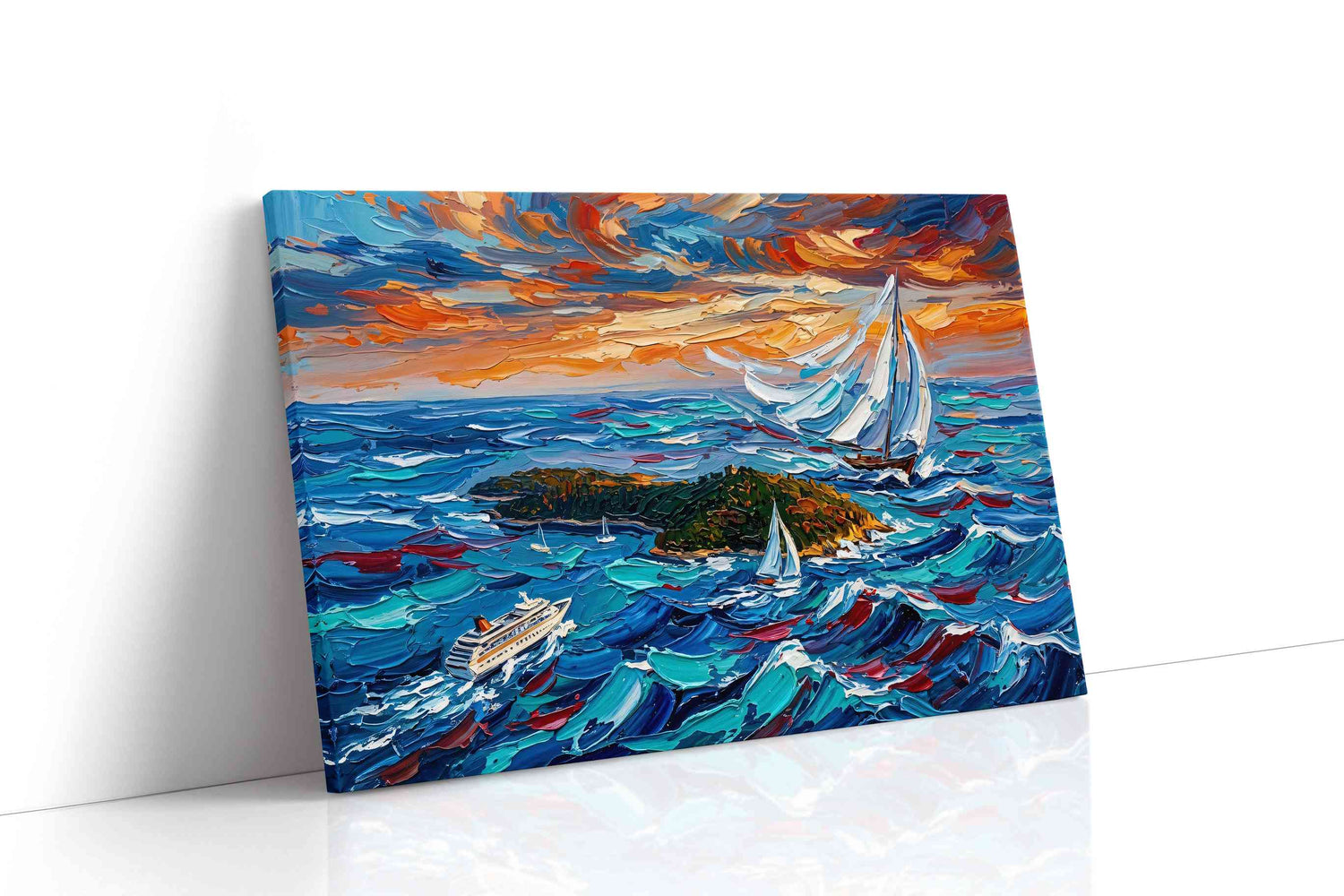 Sailing into the Sunset II (Sailing) - Nautical Wall Art, Sailing Canvas Print, Maritime Decor gallery-wrapped landscape canvas studio shot
