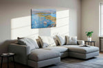 Sails Over Cerulean Waters (Sailing) - Nautical Wall Art, Sailing Canvas Print, Maritime Decor styled in a living room
