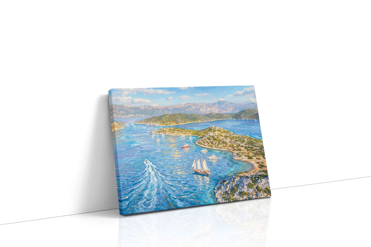 Sails Over Cerulean Waters sailing canvas print gallery-wrapped landscape canvas studio shot