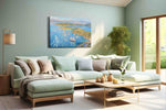 Sails Over Cerulean Waters sailing canvas print, hanging on wall