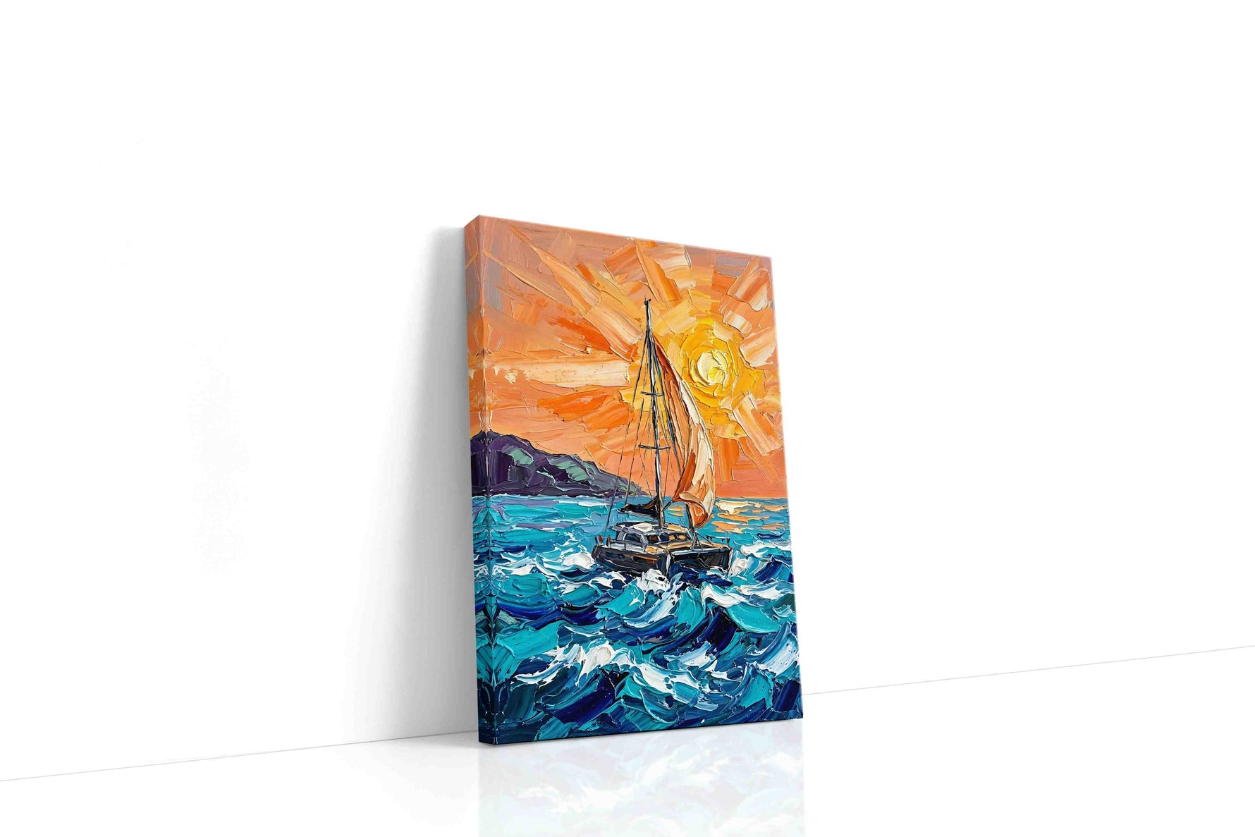 Sunlit Voyage sailing canvas print gallery-wrapped portrait canvas studio shot