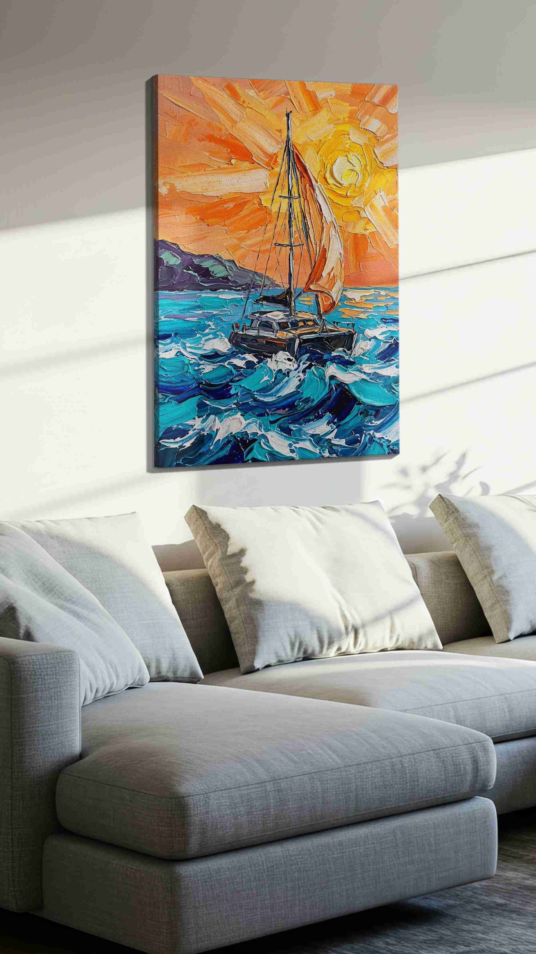 Sunlit Voyage (Sailing) - Nautical Wall Art, Sailing Canvas Print, Maritime Decor
