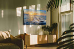 Sunlit Voyage Bliss sailing canvas print, on wall, lifestyle preview