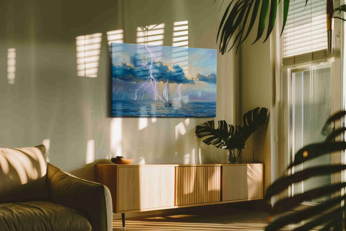 Tempest Symphony sailing canvas print, on wall, lifestyle preview